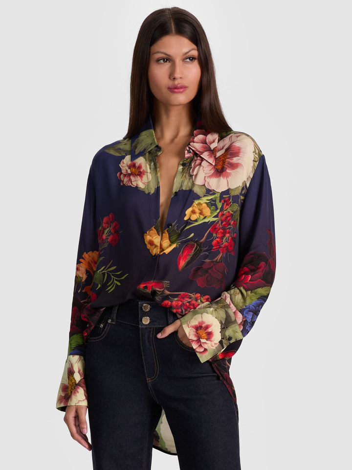 Finley Oversized Button Down Shirt in Magic Garden