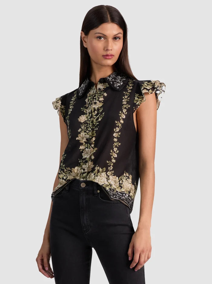 Martel Flutter Sleeve Blouse in Free Fall