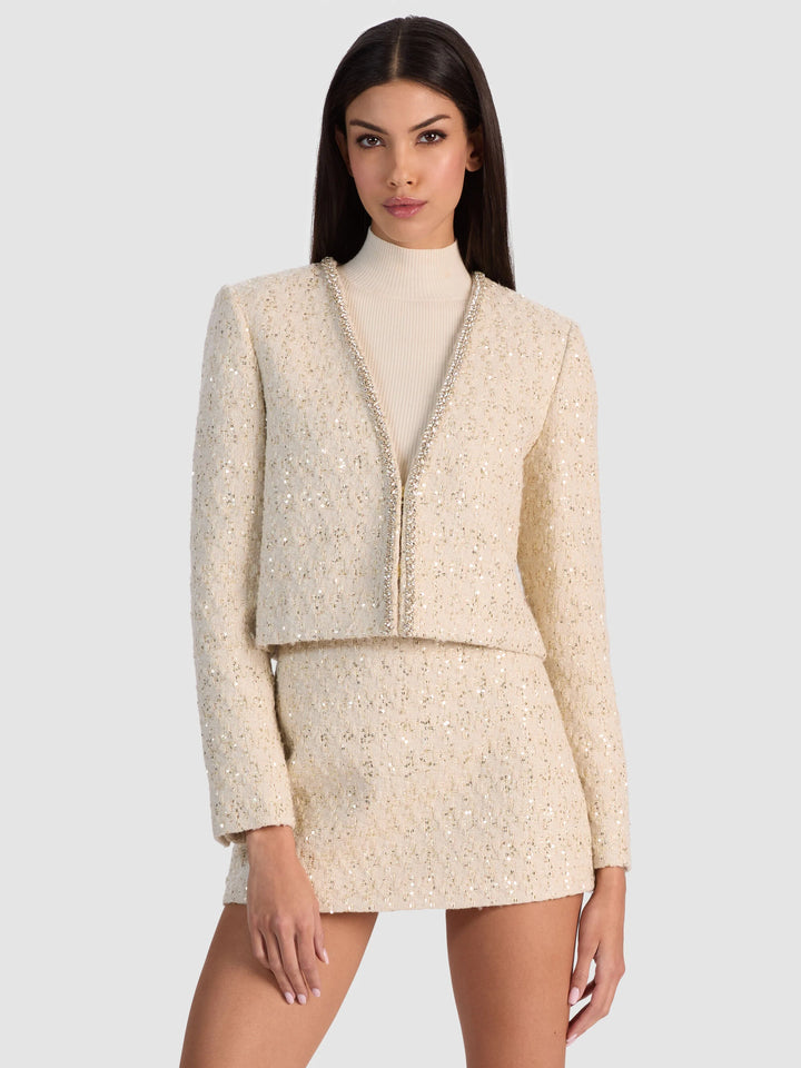 Kidman Embellished Tweed Jacket in Natural