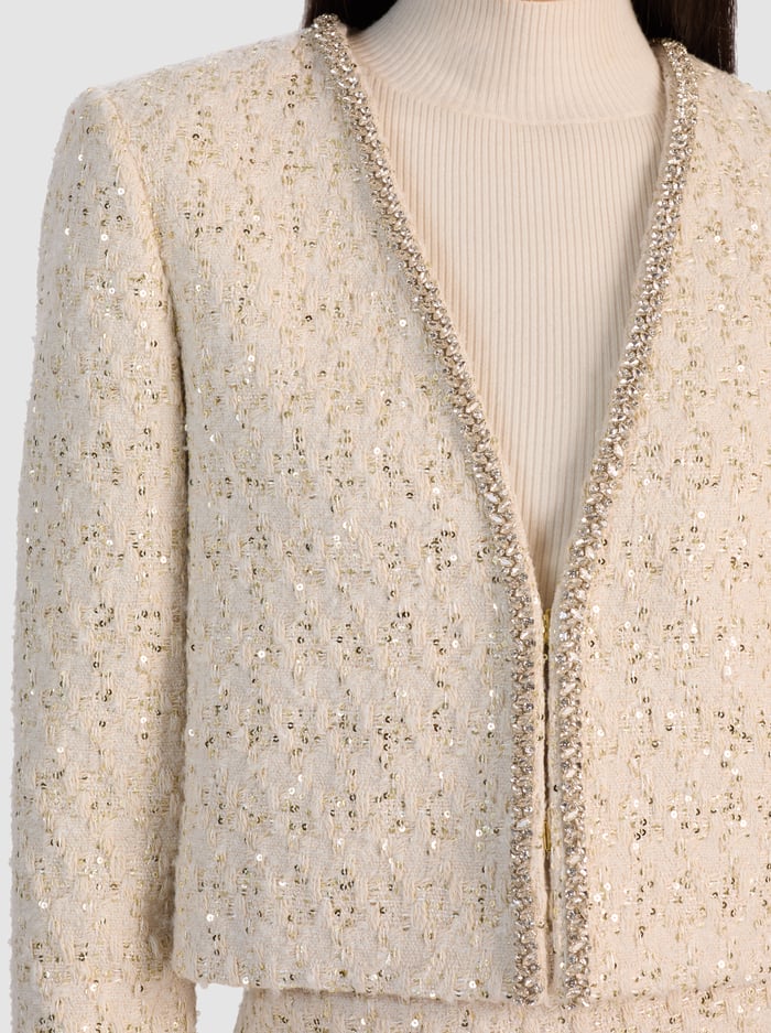 Kidman Embellished Tweed Jacket in Natural