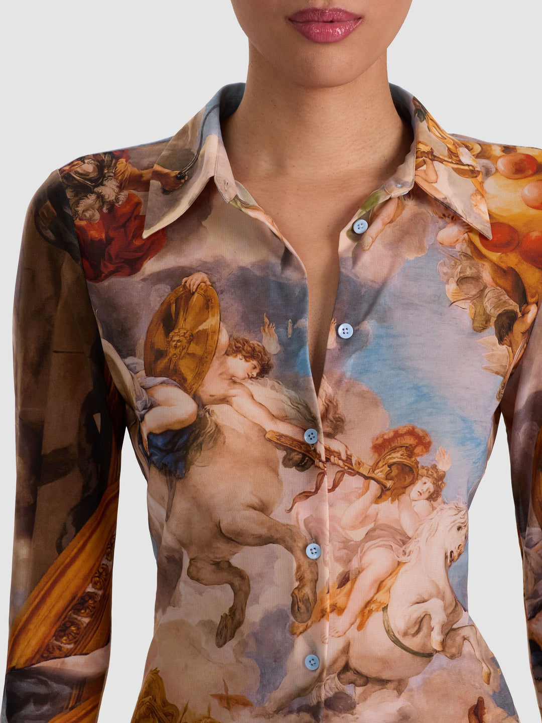 Jade Mesh Button Down in Renaissance