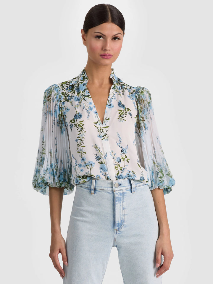 Ilan Button Down Blouse in Fresh Air Carolina Blue