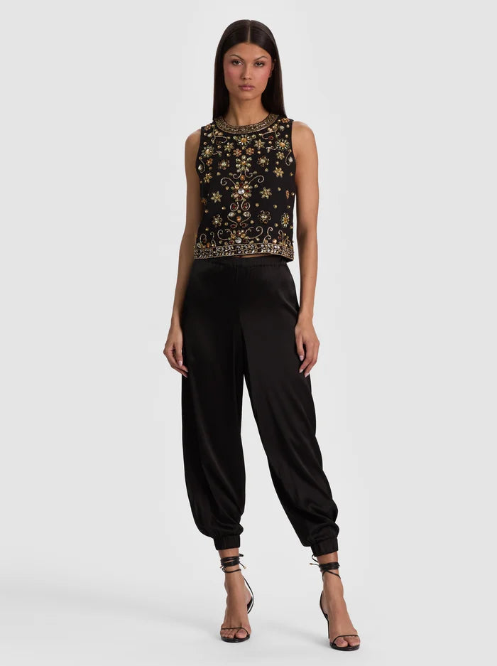 Amal Embellished Tank in Black Multi