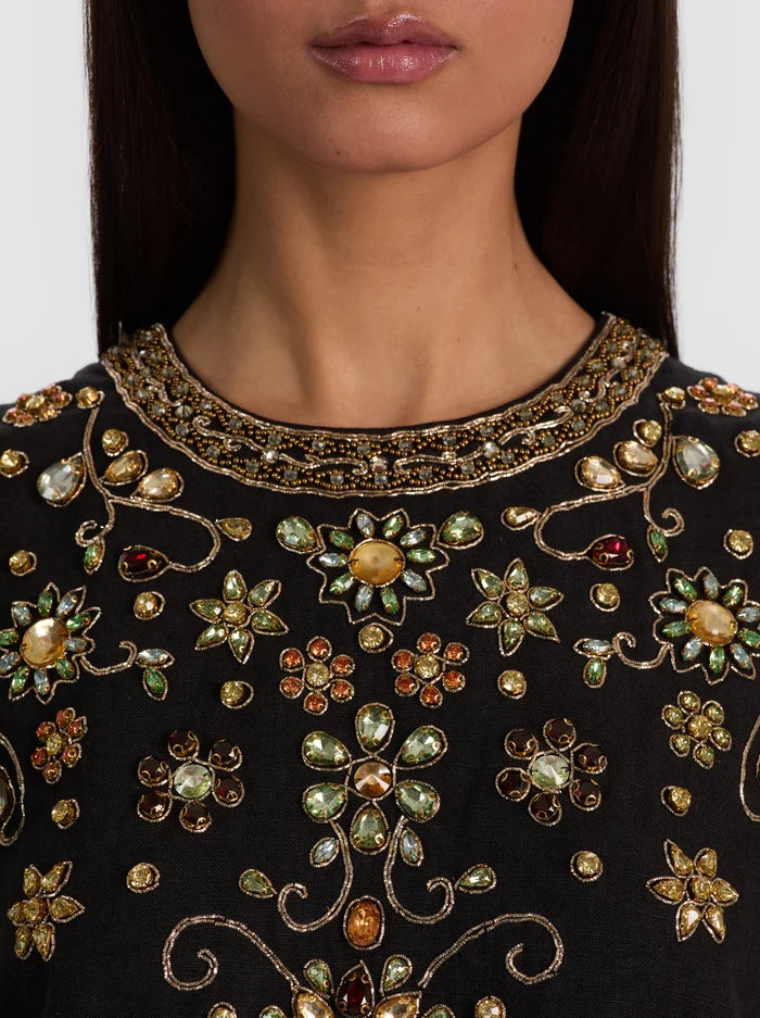 Amal Embellished Tank in Black Multi