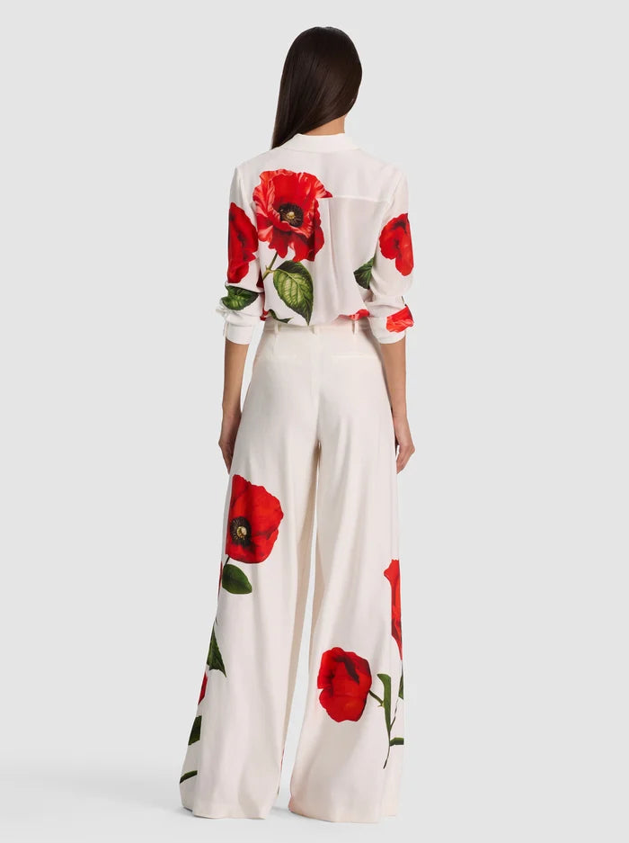 Blair Pleated Linen Pant in Summer Poppy