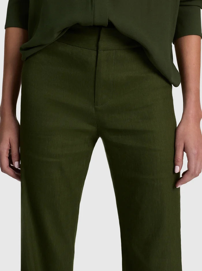 Andrew Linen Pant in Dark Fern