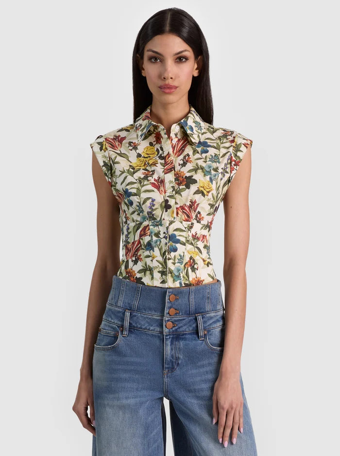 Kim Corset Button Down in Desert Springs Vanilla