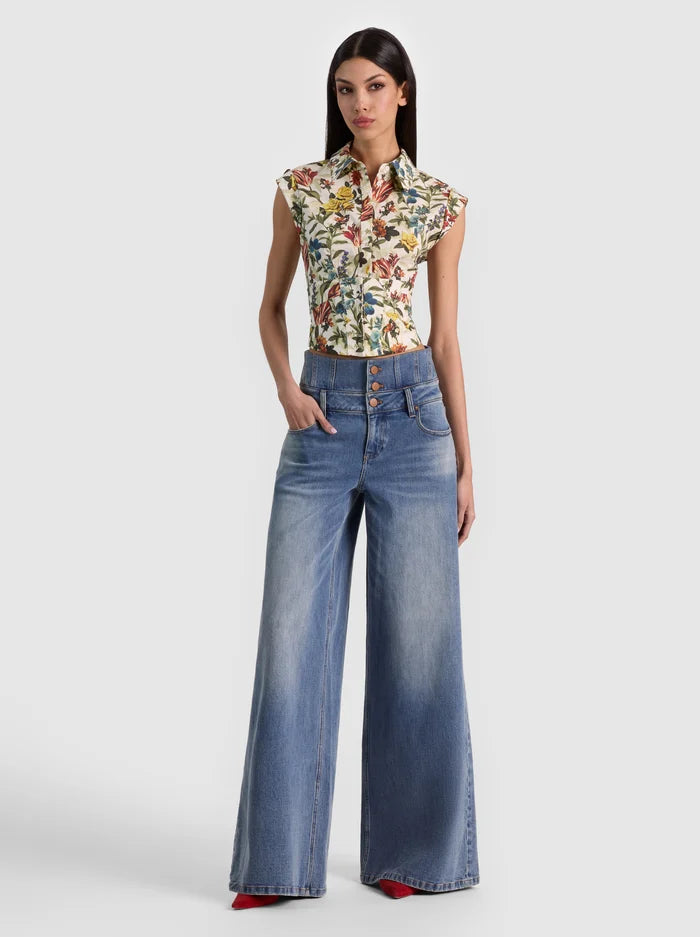 Kim Corset Button Down in Desert Springs Vanilla