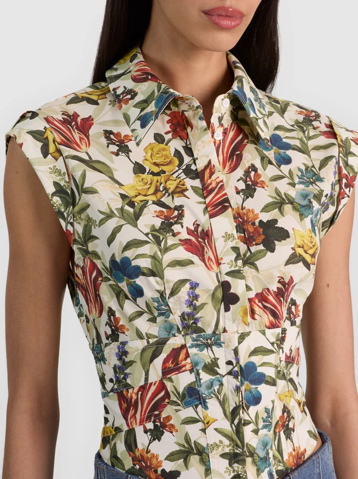 Kim Corset Button Down in Desert Springs Vanilla