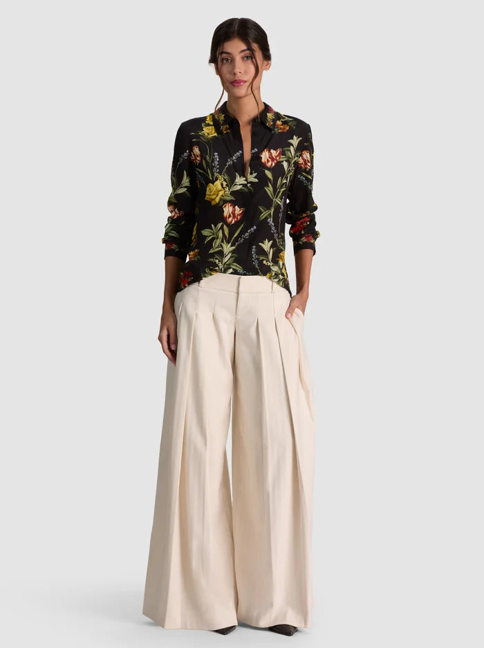 The Willa Silk Blouse in Desert Springs Black
