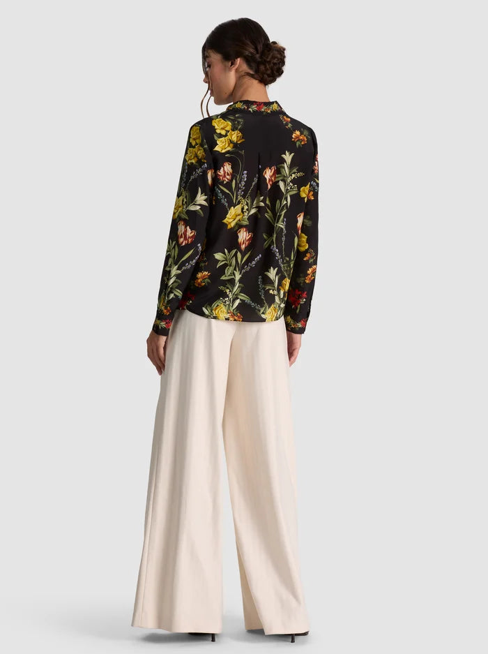 The Willa Silk Blouse in Desert Springs Black