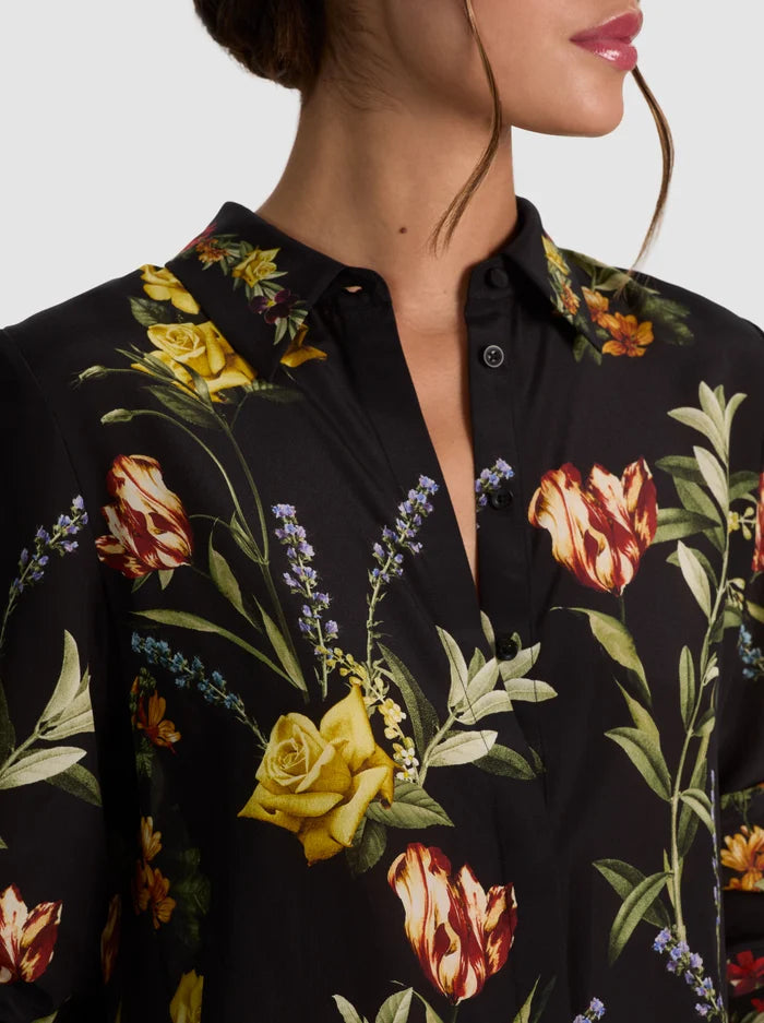 The Willa Silk Blouse in Desert Springs Black