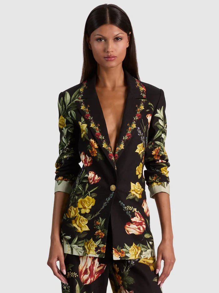 Denny Linen Boyfriend Blazer in Desert Springs Black