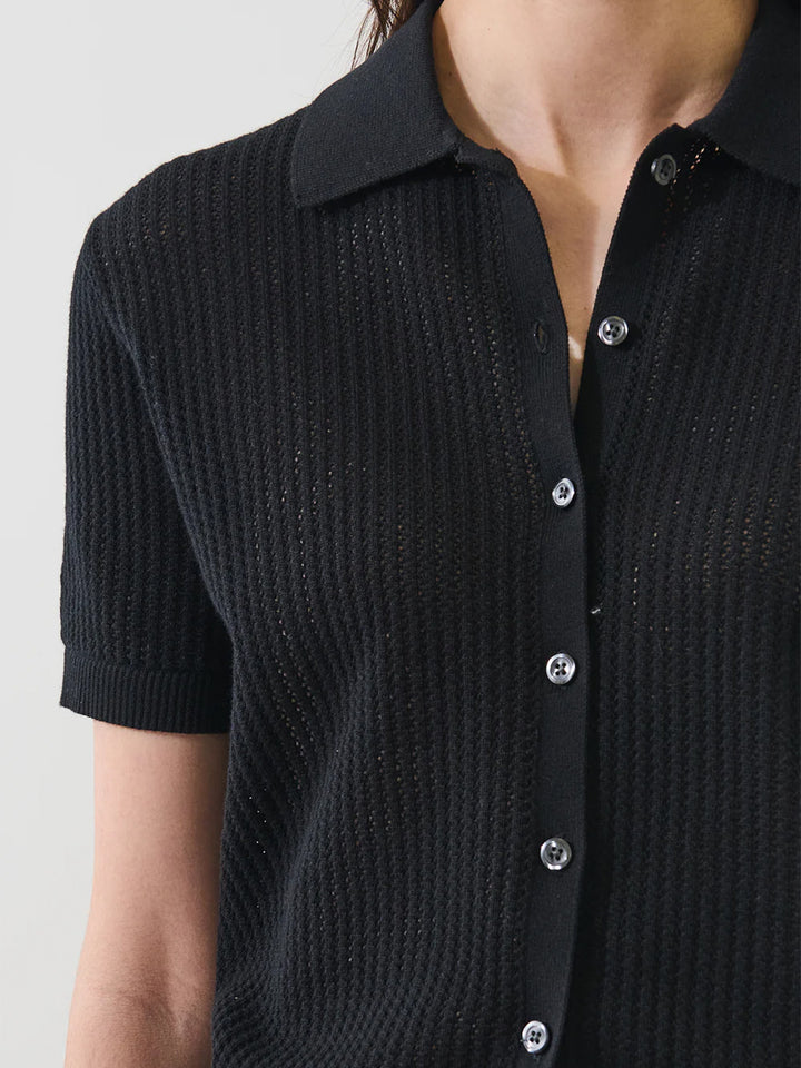 Cotton/Cashmere Button Up in Black