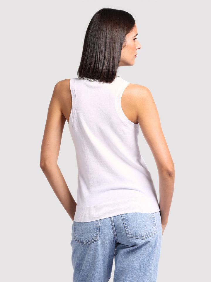 Cotton Cashmere Tank in White