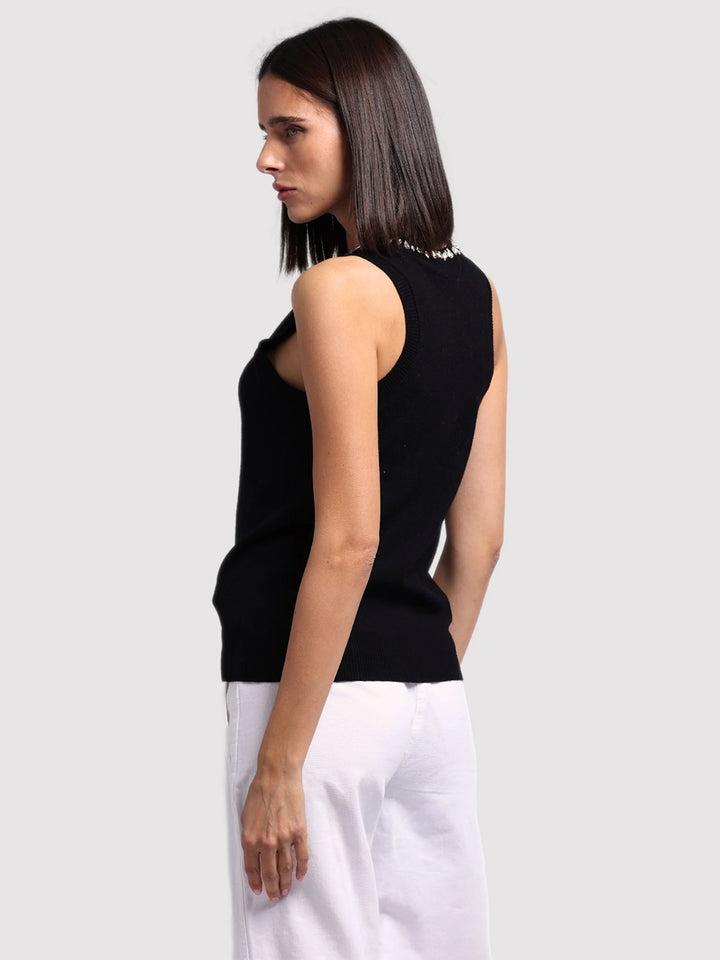 Cotton Cashmere Tank in Black