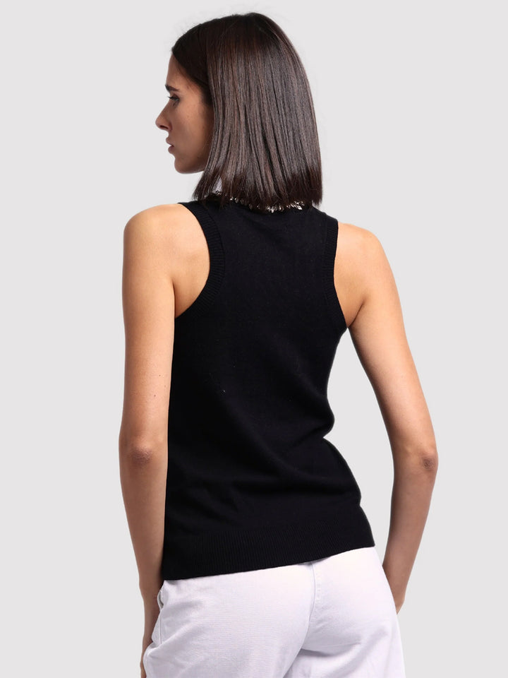Cotton Cashmere Tank in Black