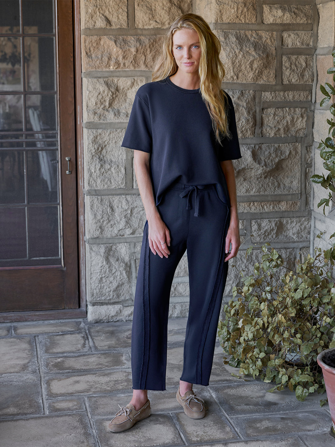 Bibi Barrel Leg Sweatpant in Classic Navy