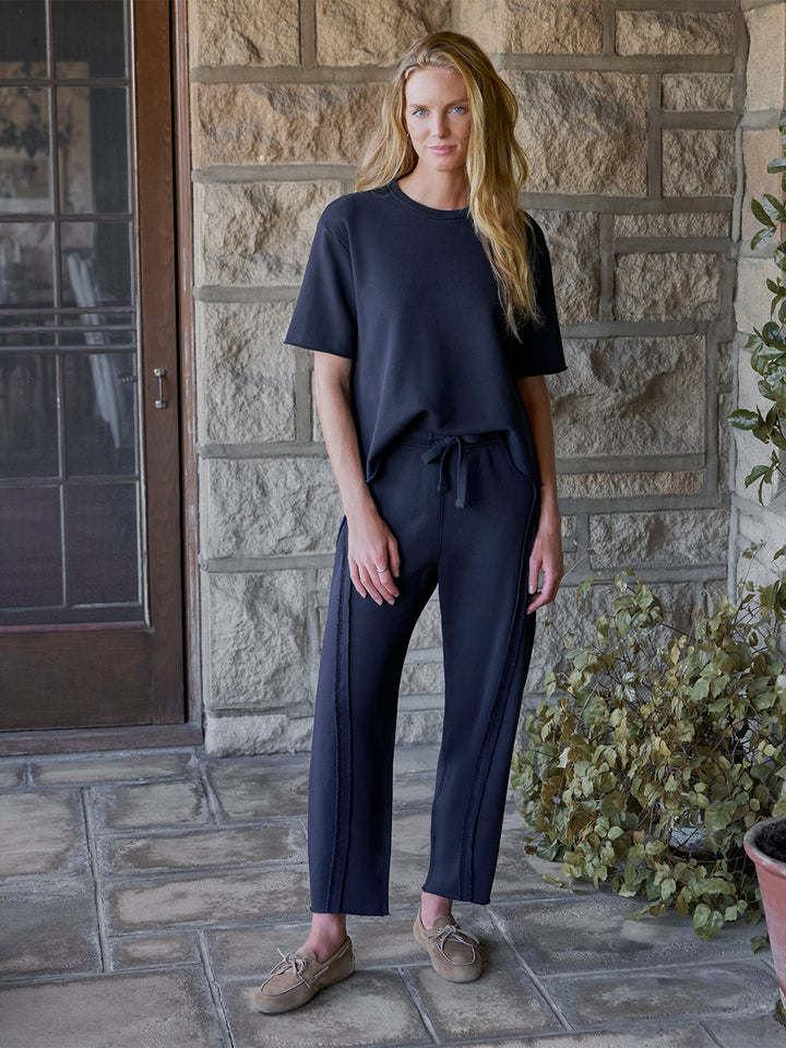Bibi Barrel Leg Sweatpant in Classic Navy