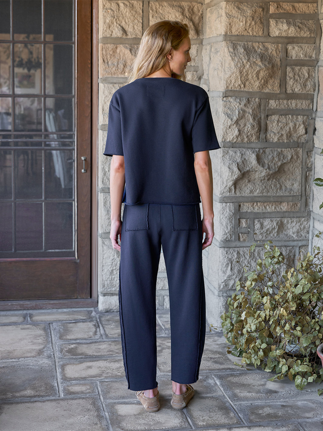 Bibi Barrel Leg Sweatpant in Classic Navy