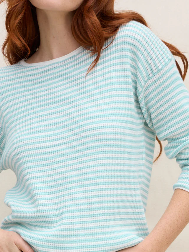 Shirttail Easy Boatneck in Agave Stripe
