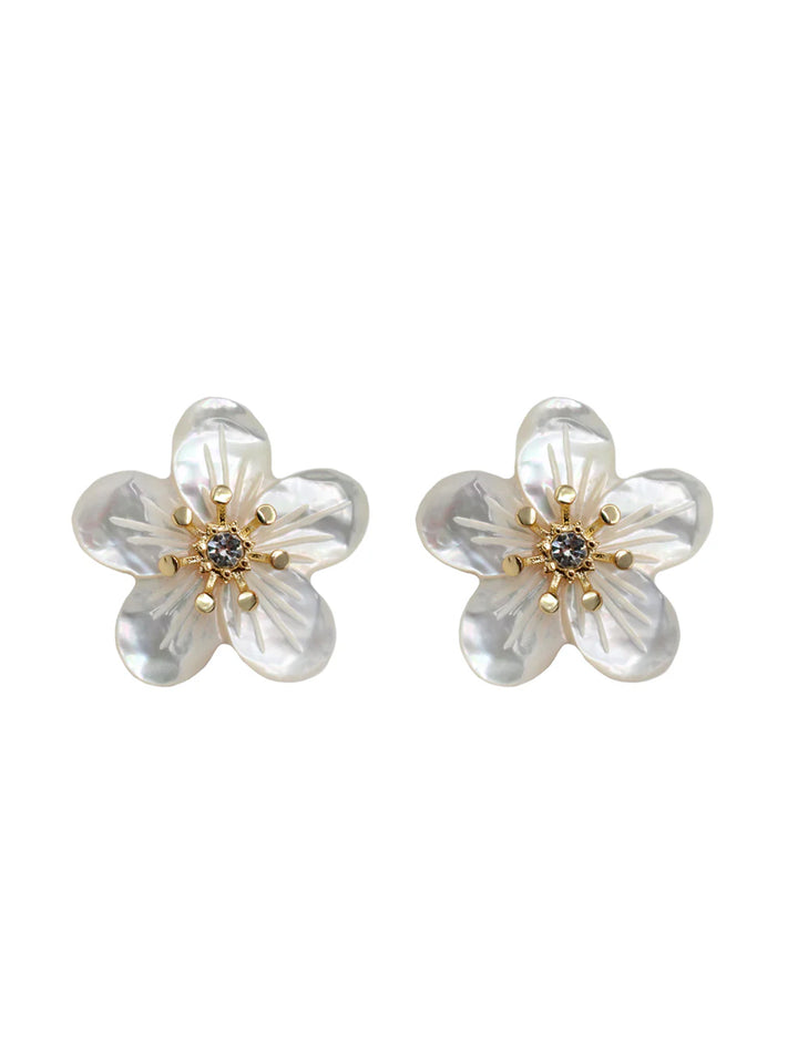 Camellia Hand Carved Mother of Pearl Studs
