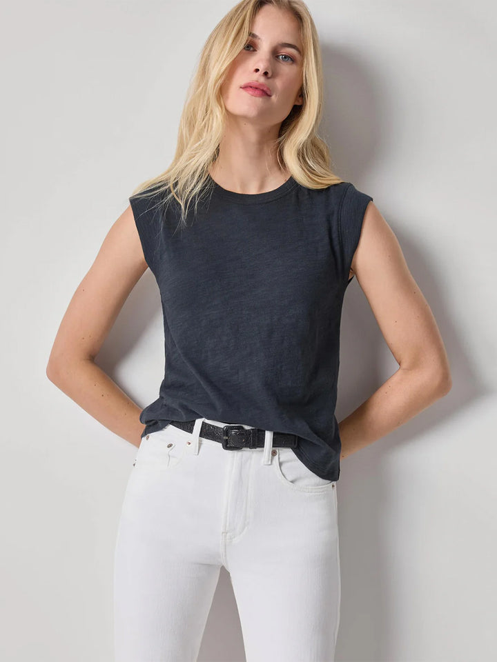 Cap Sleeve Crew in Black