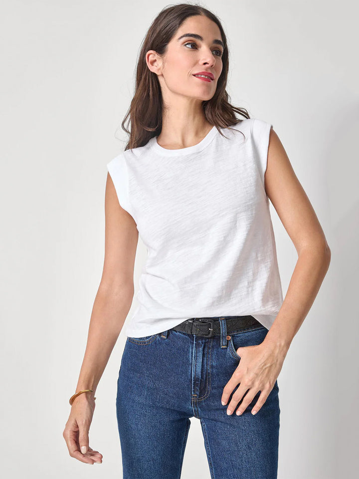 Cap Sleeve Crew in White