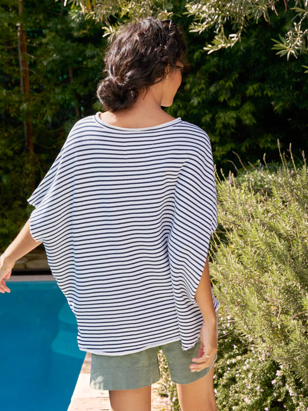 Olive Original Capelet in Navy French Stripe