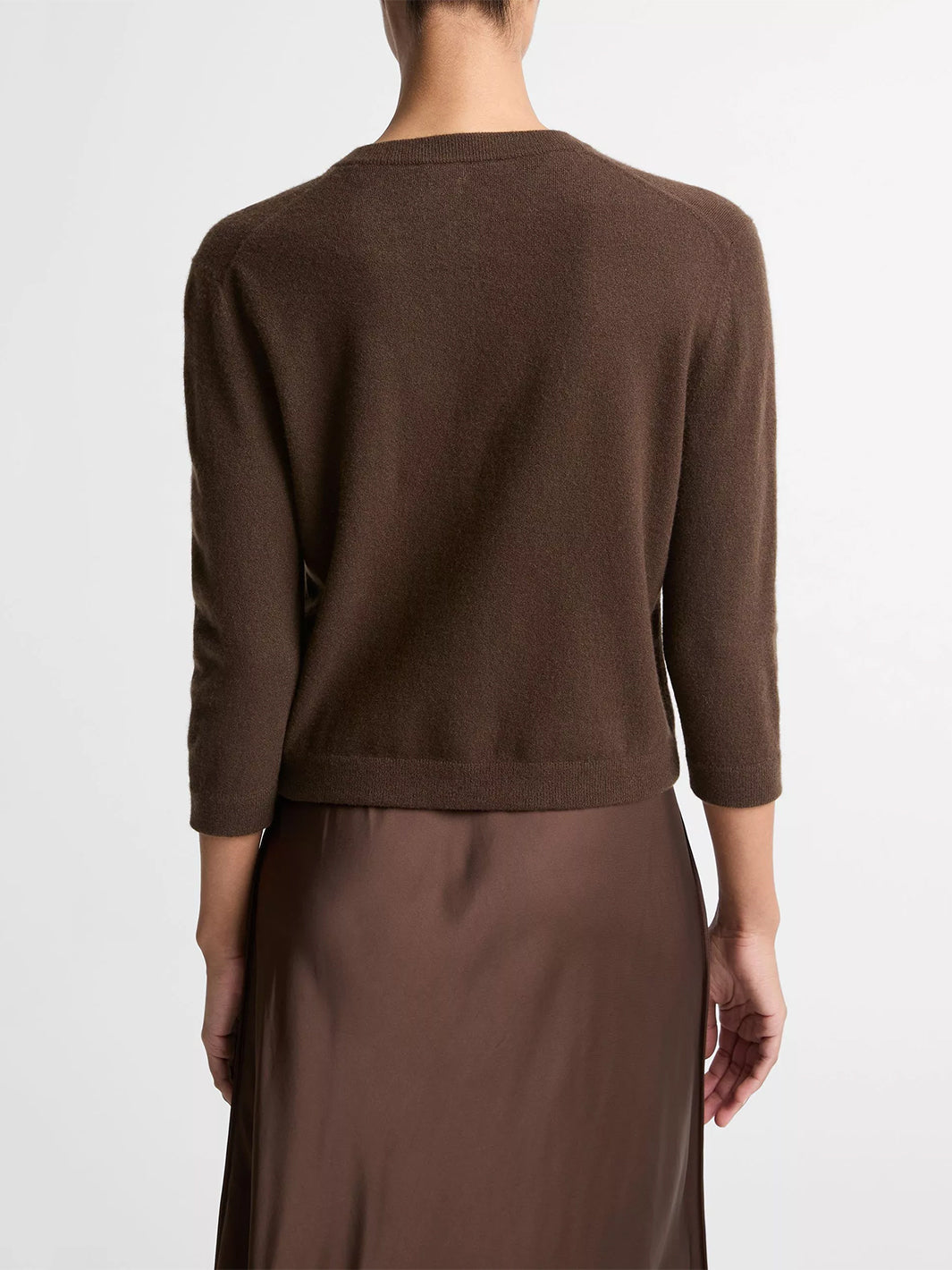 Wool & Cashmere-Blend Pocket Cardigan in Dark Brown
