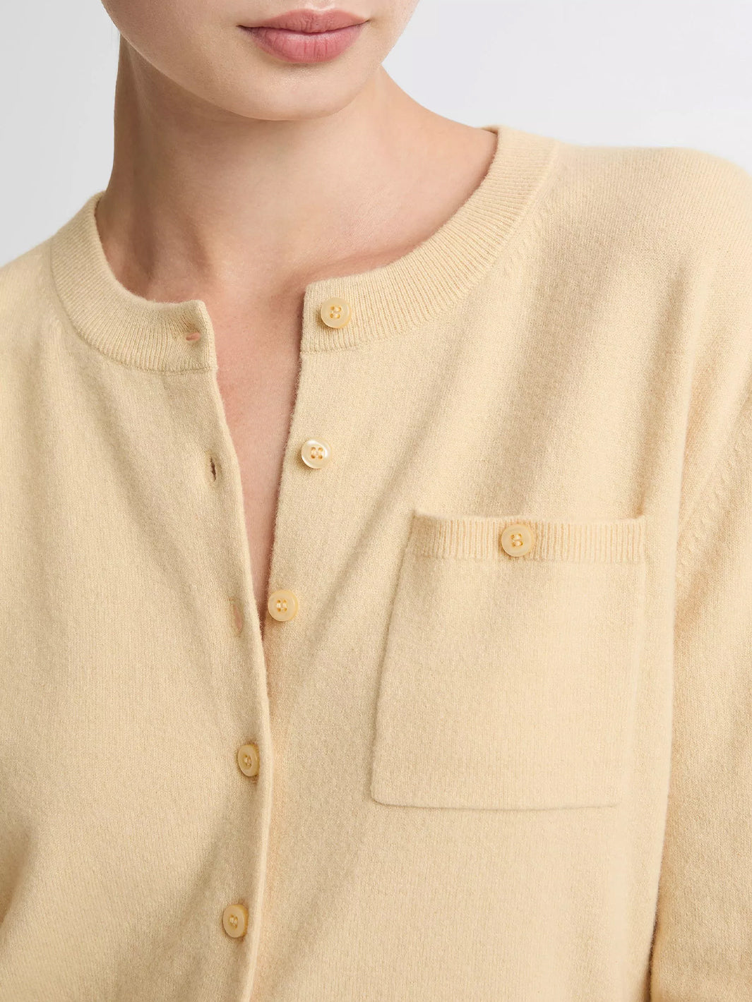 Wool & Cashmere-Blend Pocket Cardigan in Chamomile