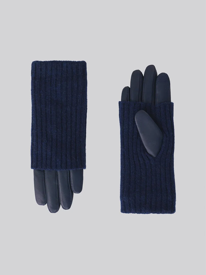 CARMEL Leather Gloves in Night Blue