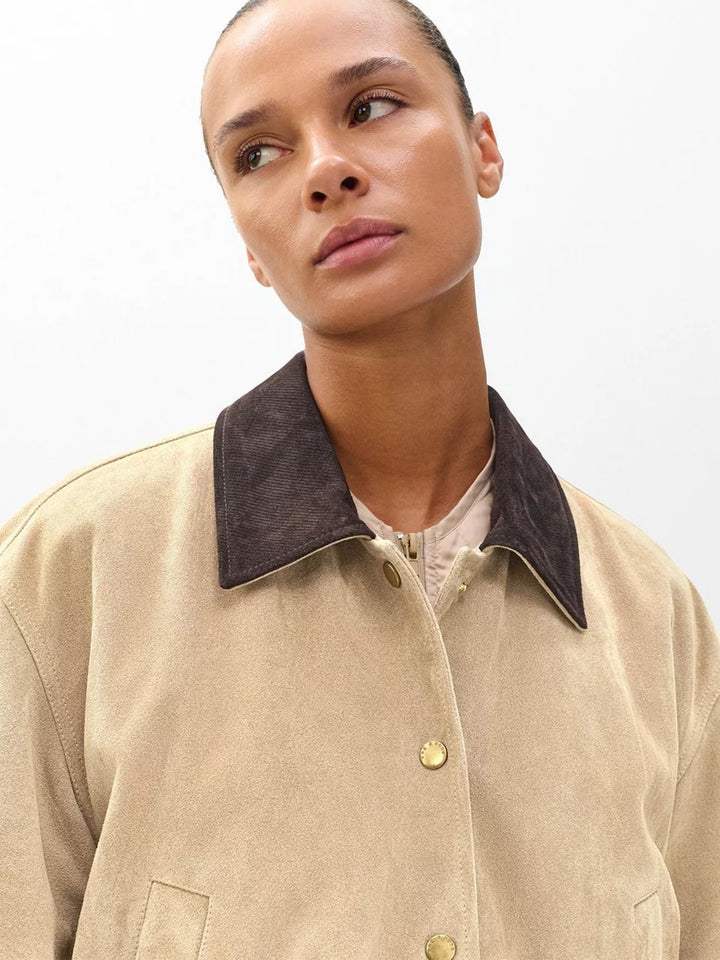 Cassidy Calf Suede Jacket in Tan