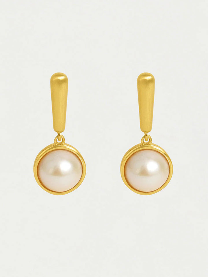 Catalina Droplet Earring in Pearl/Gold