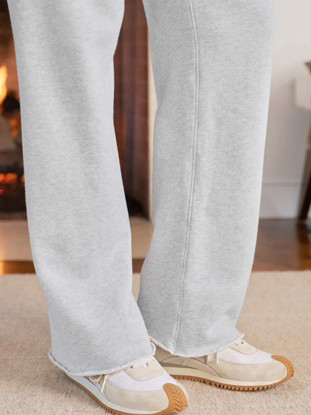 Catherine 29" Full Length Sweatpant in Gray Melange
