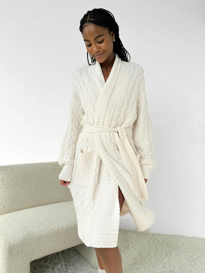 Cable PJ Robe in Ivory