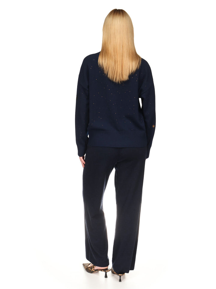 Celestial Roll Neck Sweater in Navy/Bronze