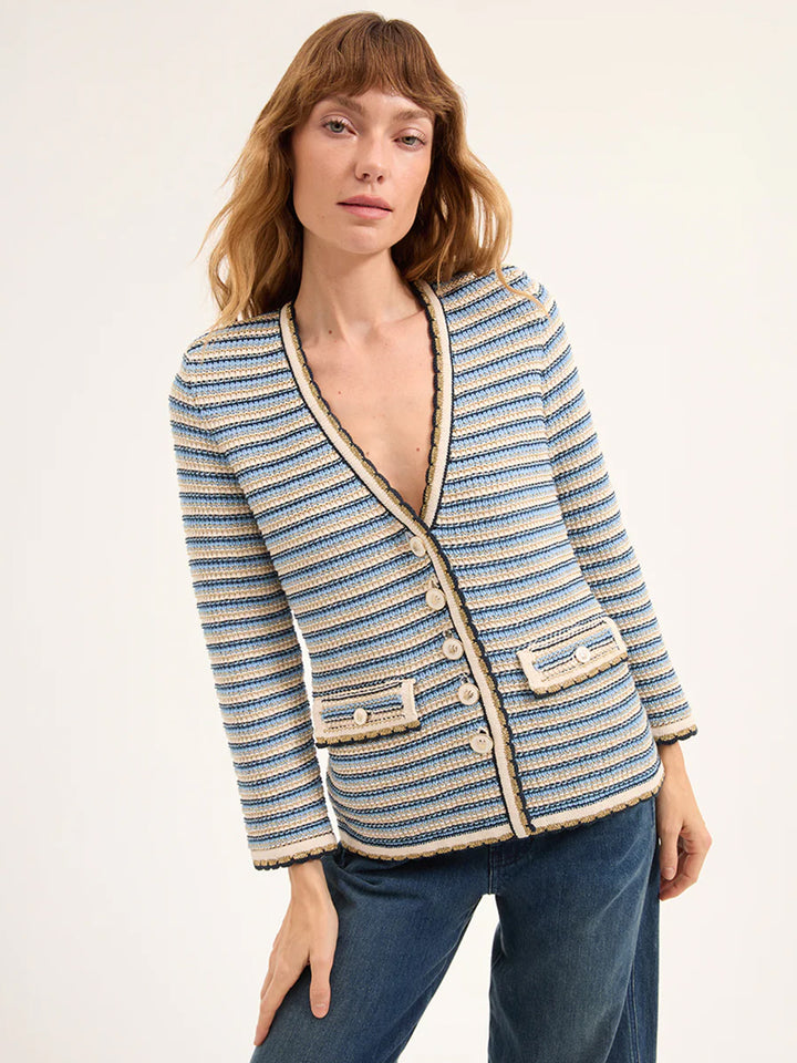 Ceriani Knit Jacket in Navy Multi