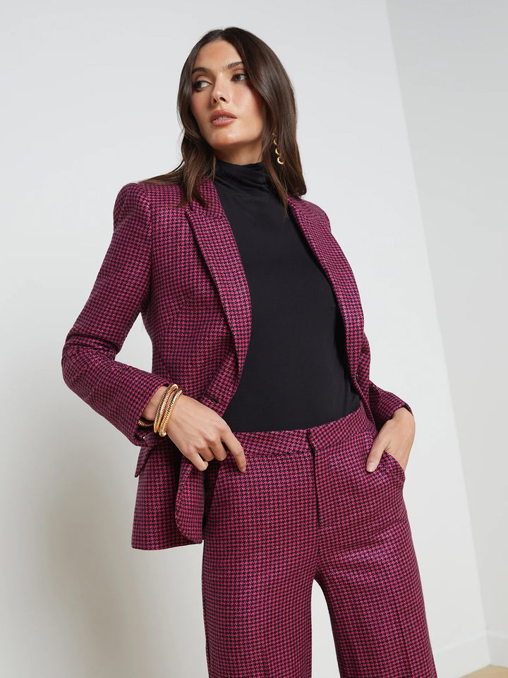 Chamberlain Blazer in Pink and Black Houndstooth