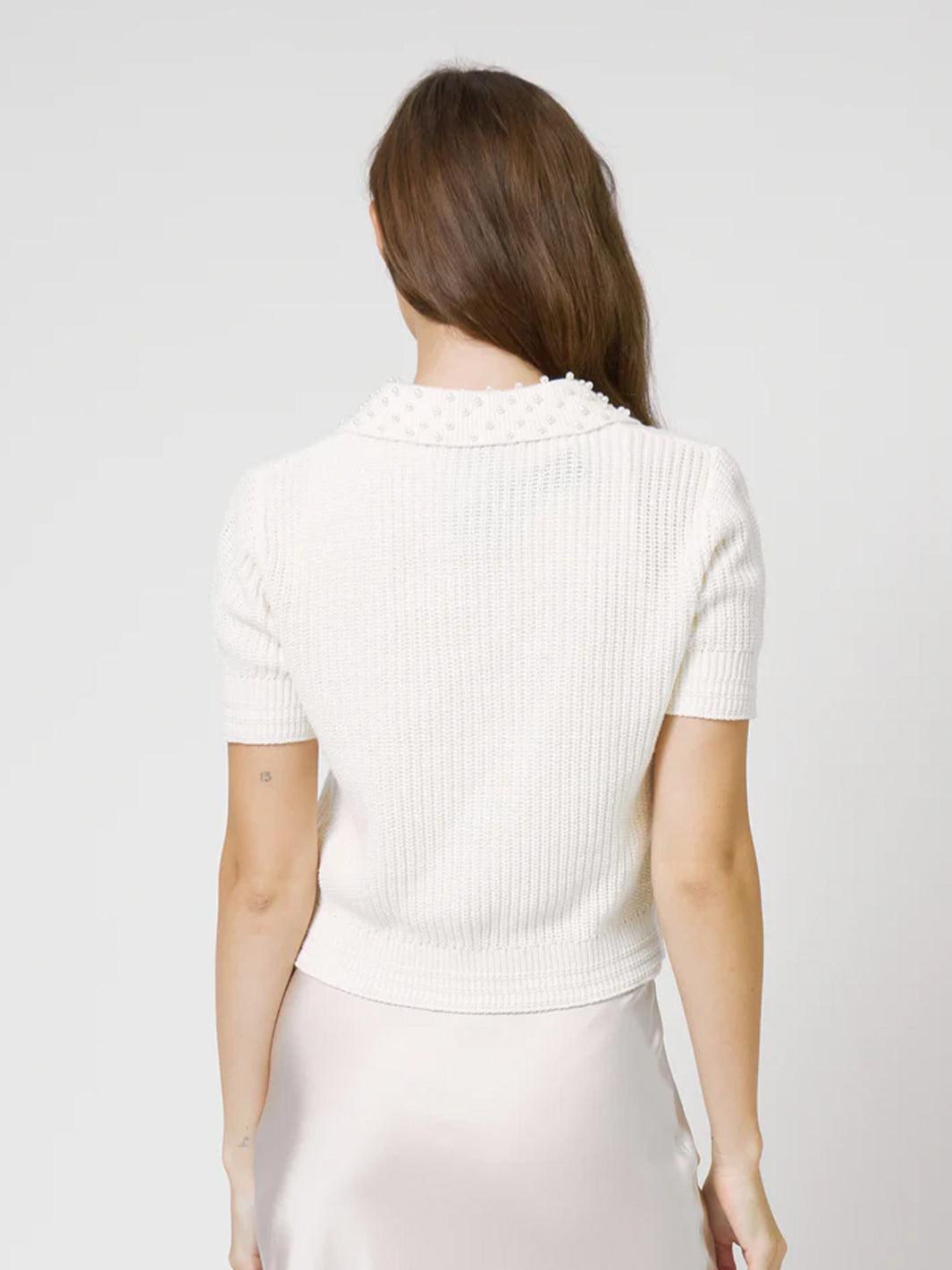 Charli Pearl Collared Polo in Ivory