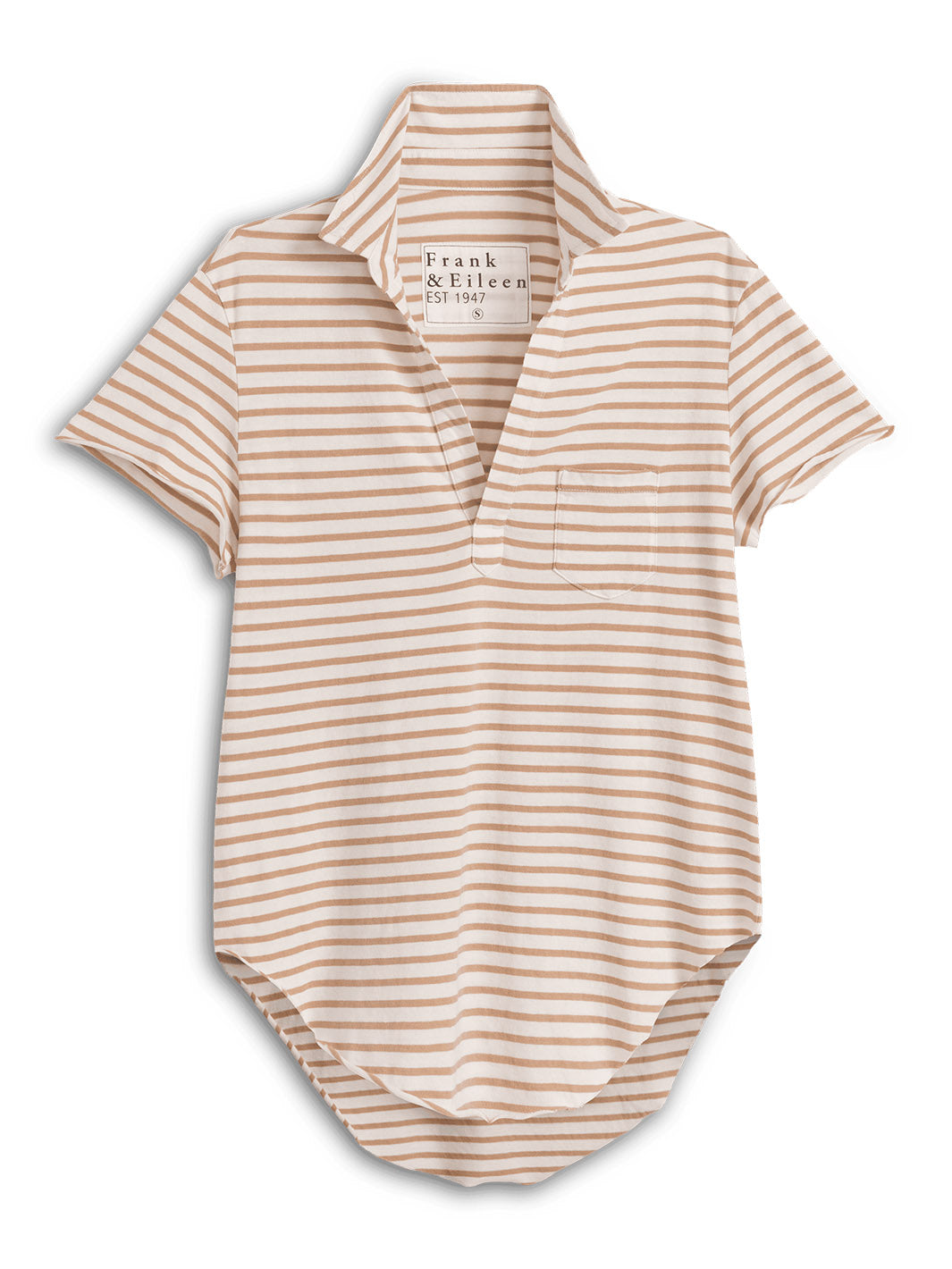 Charlotte Perfect Polo in Vintage White Camel Stripe