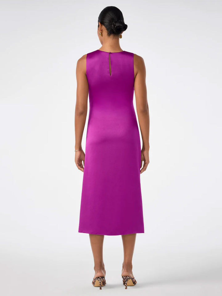 Chestnut Ruched Midi Dress in Geranium