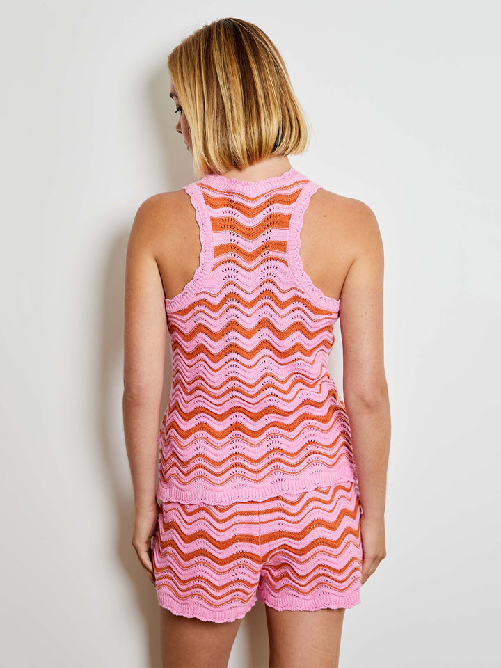 Chevron Sweater Tank in Pink Bloom