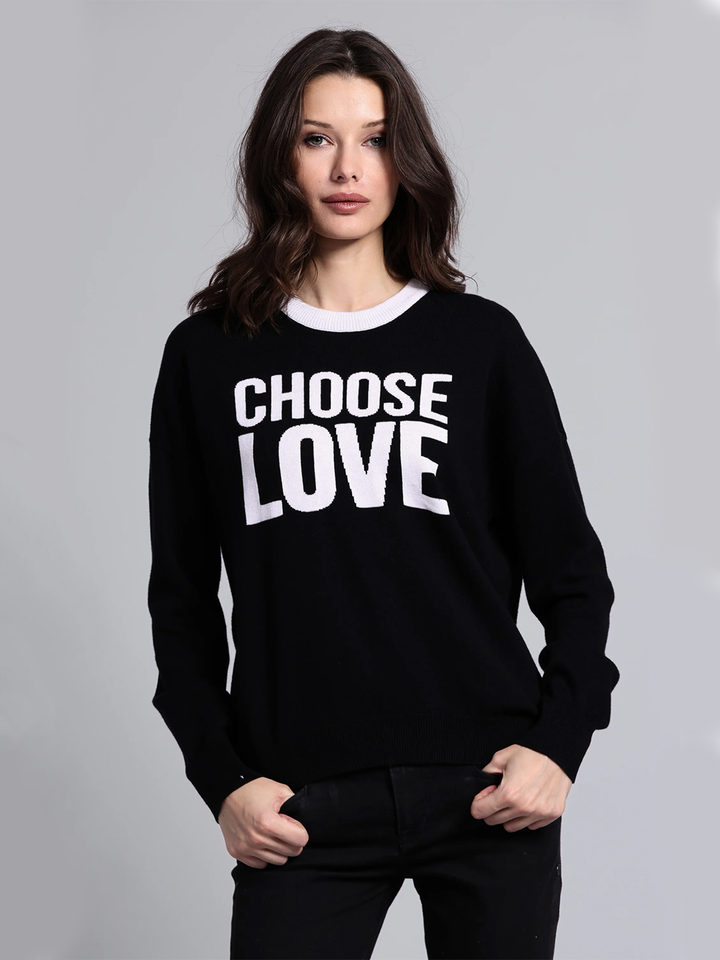 Cotton Cashmere CHOOSE LOVE Long Sleeve Crew