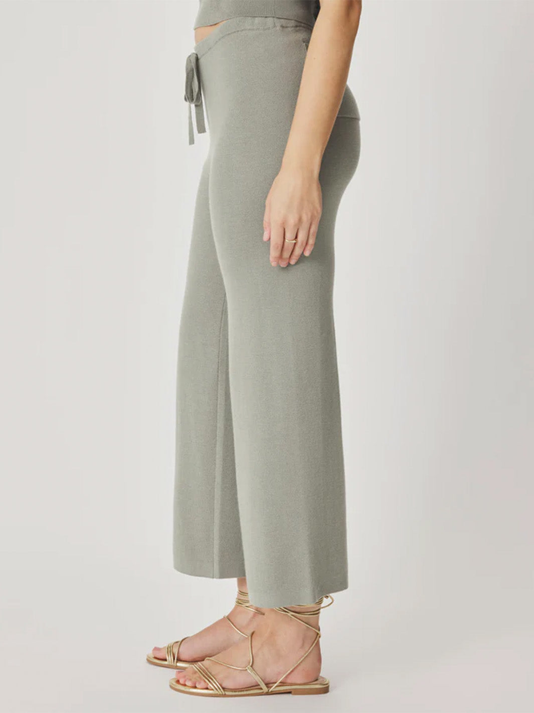 Christa Cropped Knit Pant in Eucalyptus