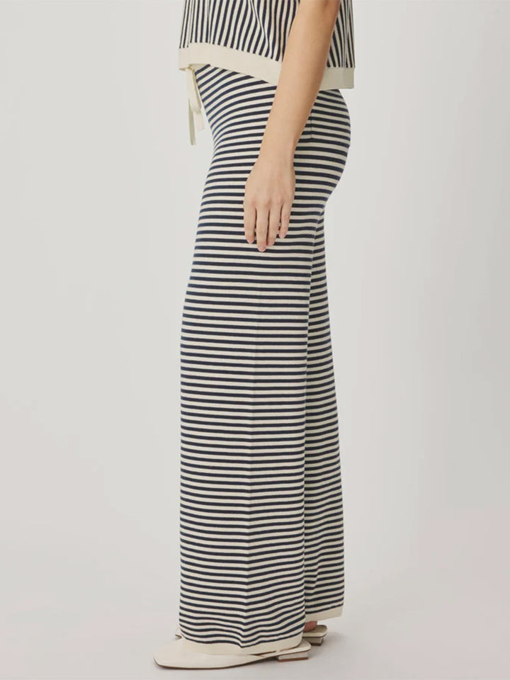 Christa Striped Knit Pant in Shell/Mood Indigo