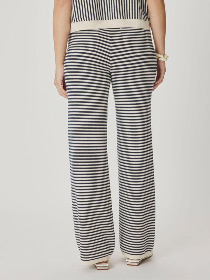 Christa Striped Knit Pant in Shell/Mood Indigo