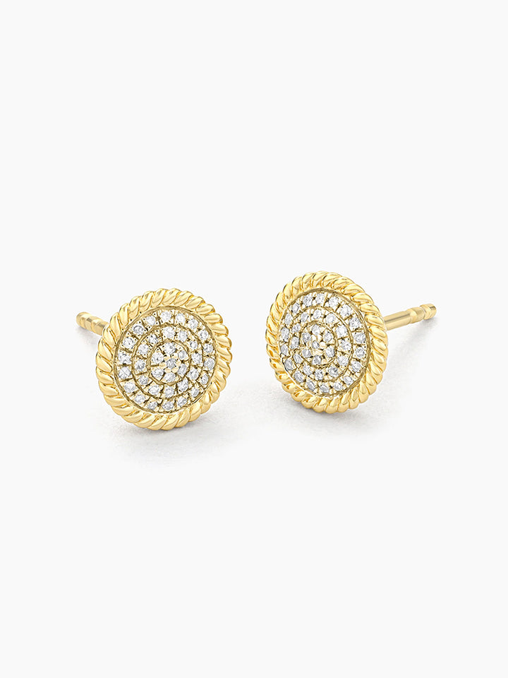 Circle Rope Stud Earrings in Gold
