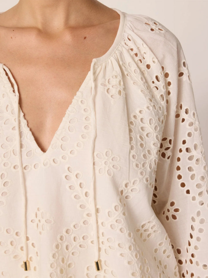 Citlali Blouse in Ivory Eyelet