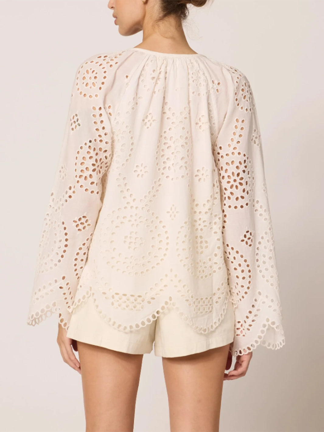 Citlali Blouse in Ivory Eyelet